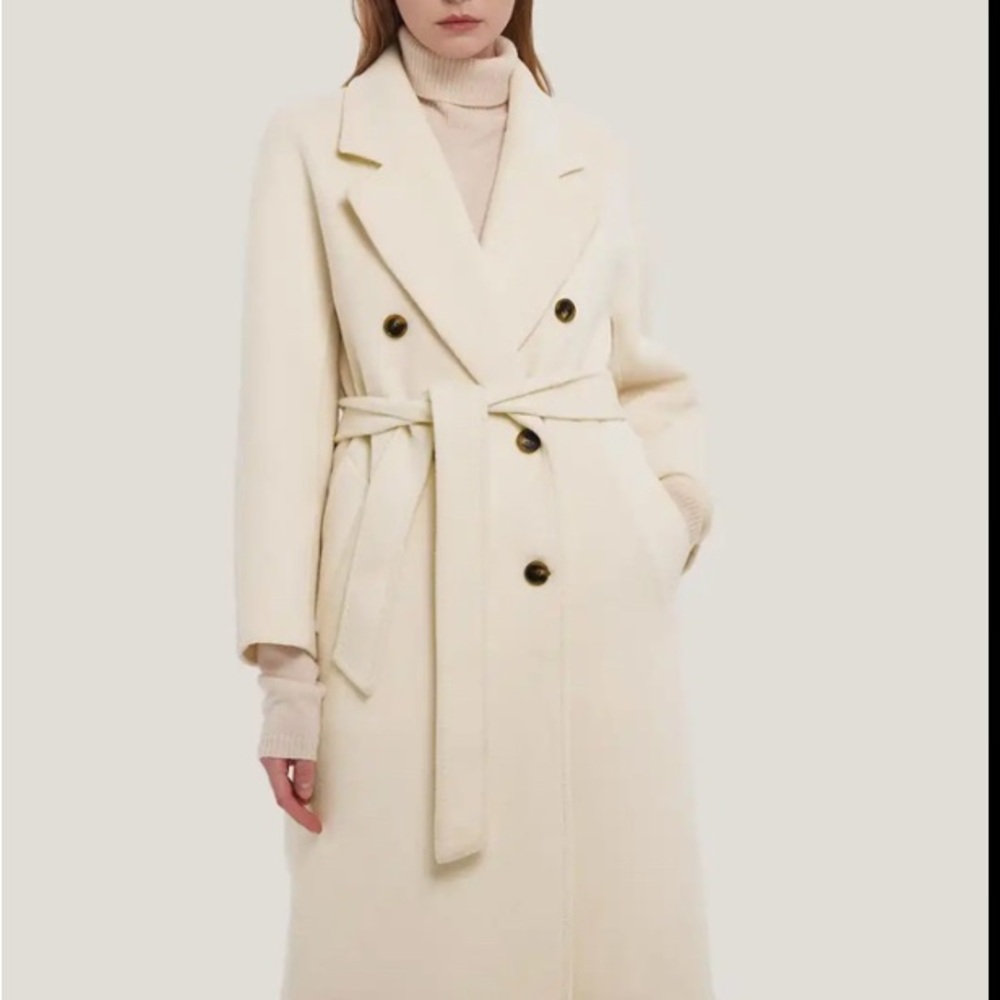 Gentle Herd Cream Double-Breasted Trench Coat